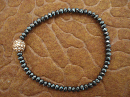 # 2103 Hematite Stone with 8mm Rose Gold Crystal Pave Ball