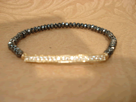 # 2103 Hematite Stone with 8mm Rose Gold Crystal Pave Ball