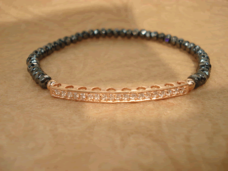 # 2103 Hematite Stone with 8mm Rose Gold Crystal Pave Ball