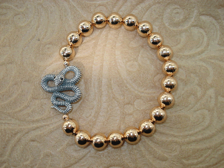 Model # 3302 8 mm Rose Gold Filled Beads with Sterling Silver Snake