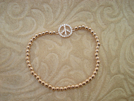 Model # 6204 3 mm Rose Gold Filled with Sterling Cubic Zirconia Rose Gold Plated Peace Sign