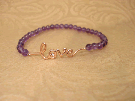 Model # 7107 4 mm Amathyst Stone with Rose Gold Plated Love