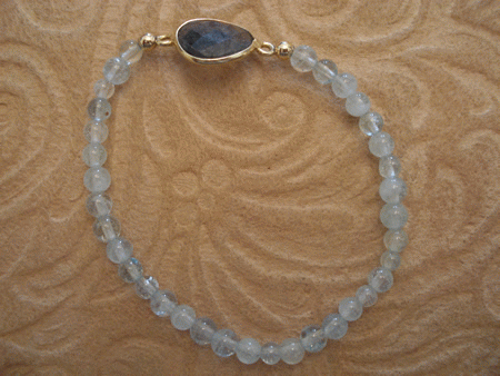 Model # 7203 4 mm Aquamarine Stone with Flat Rutilated Quartz Stone