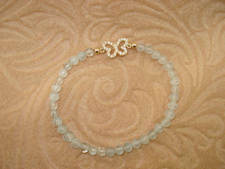 Model # 7205 4 mm Aquamarine Stone with Sterling Silver Cubic Zirconia Buttefrly