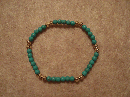 Model # 8601 4 mm Semiprecious Turquoise beads with "2 and 2" 4 mm Gold Filled Beads 