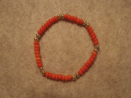 Model # 8602 4 mm Semiprecious Ruby Red Agate beads with "2 and 2" 4 mm Gold Filled Beads