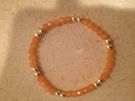 Model # 8606 4 mm Semiprecious Orange Agate beads with "2 and 2" 4 mm Gold Filled Beads 