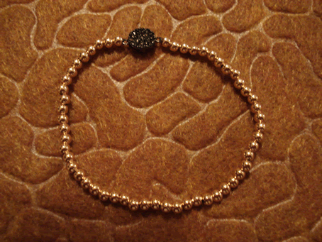 # 9015 Black Cubic Zirconia Disk on 3 mm Rose Gold Filled Beads