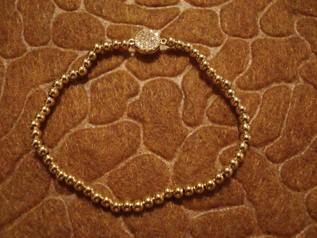 # 9018 Gold Cubic Zirconia Disk on 3 mm Gold Filled Beads