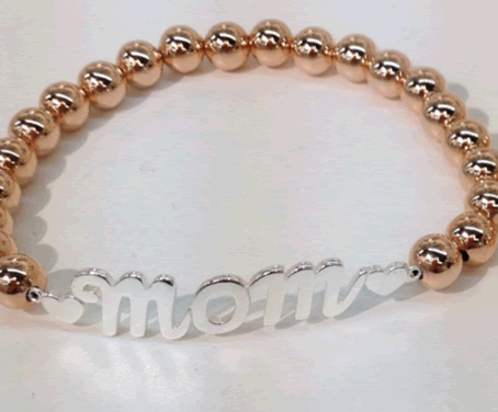 # 9026 Silver MOM on Rose Gold Filled Beads
