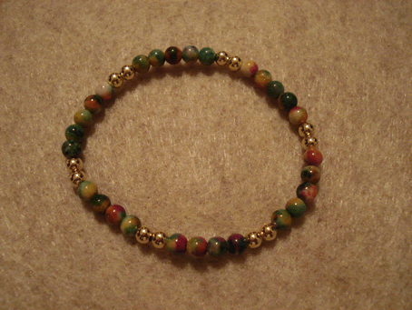 # 9031 Semiprecious Multicolored Jade Stone  with 2 and 2 4 mm Gold Filled Beads 2