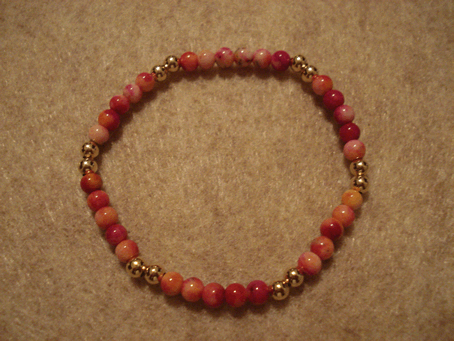 # 9034 Semiprecious Multicolored Jade Stone with 2 and 2 4 mm Gold Filled Beads