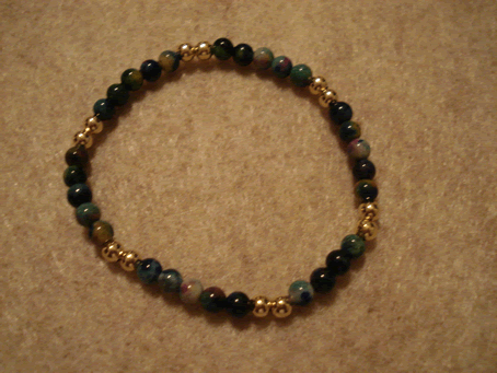 # 9036 Semiprecious Multicolored Jade Stone with 2 and 2 4 mm Gold Filled Beads