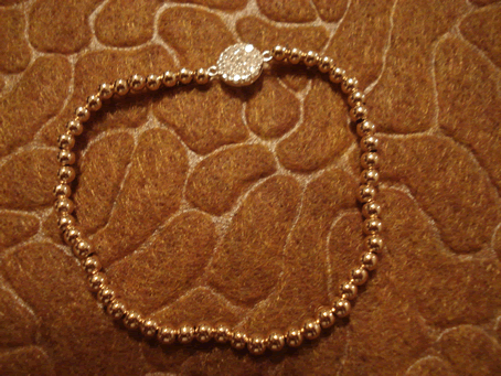 # 9037 Silver Cubic Zirconia Disk on 3 mm Gold Filled Beads