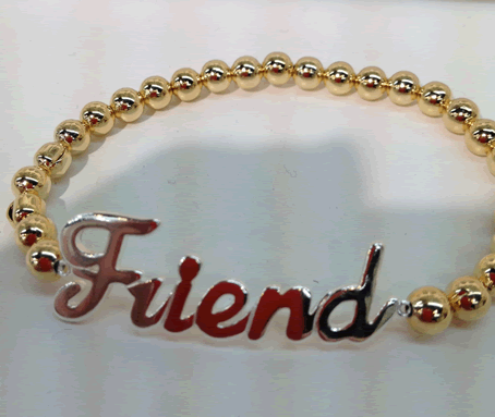# 9039 Silver FRIEND on 6 mm Gold Filled Beads 
